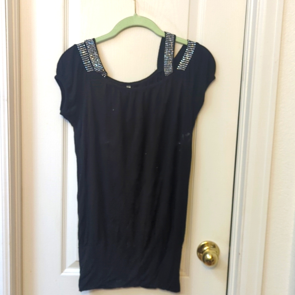 Black off shoulder  silver straps